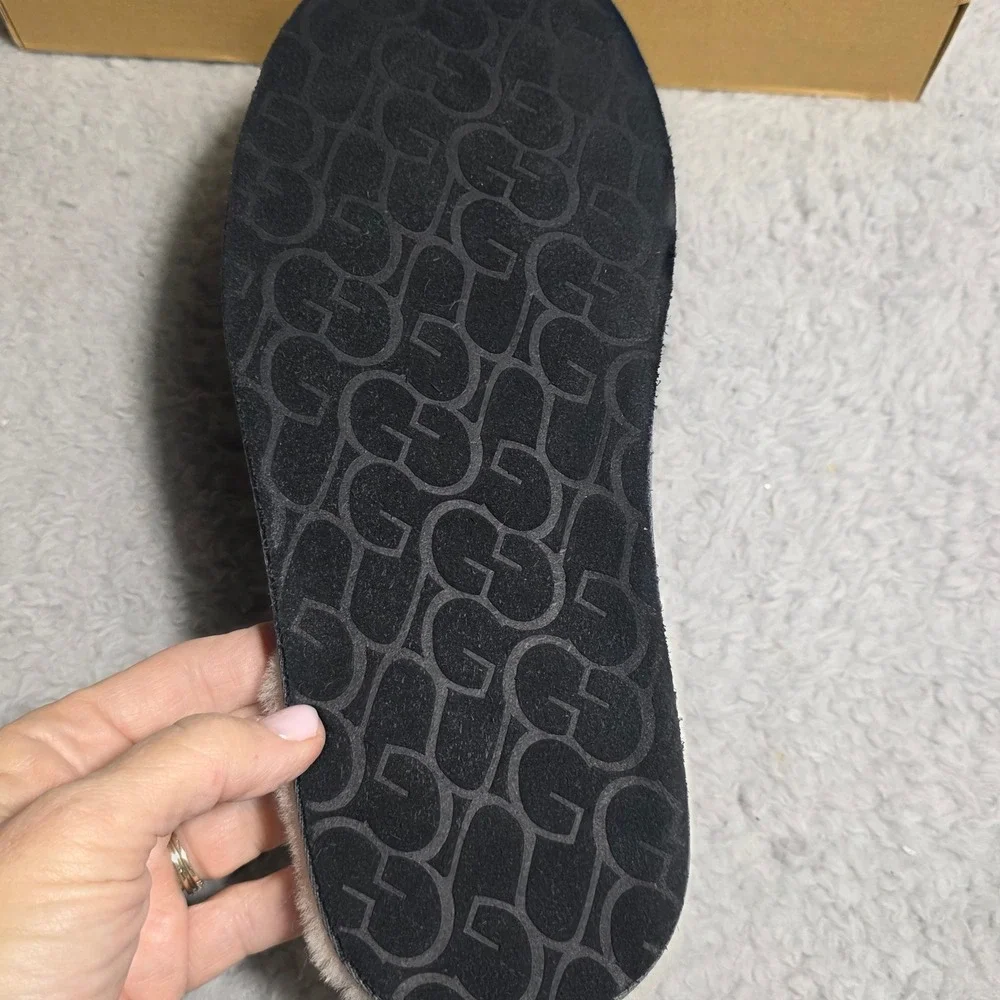 UGG Scuff Slipper Slide Shoes Gray‎ Suede Sheepskin Lined Mens 12 NIB